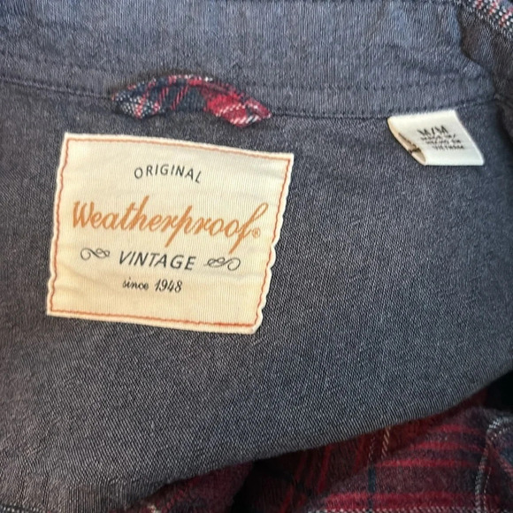 Weatherproof men’s red and blue flannel button down shirt size medium - Picture 7 of 8